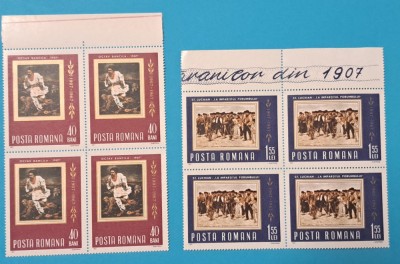 TIMBRE ROMANIA LP648/1967 90 ani Răscoala țăranilor din 1907- Bloc de 4- MNH foto