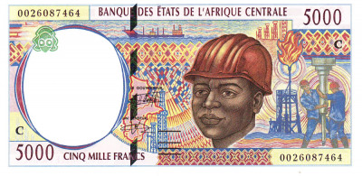 Statele Africii Centrale 5 000 Franci (C) Congo 2 000 P-104C UNC foto