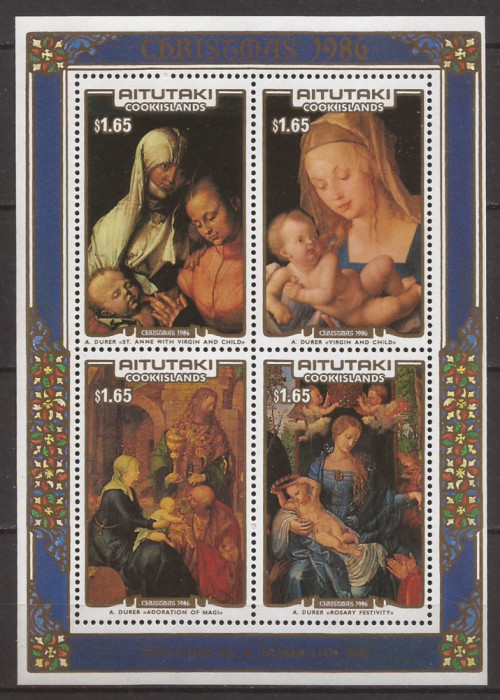 AITUTAKI 1986 PICTURA DURER ( bloc dantelat ) MNH