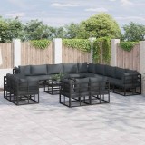 Cumpara ieftin Set de canapele pentru grădină cu pernă 13 pcs Negru Aluminiu
