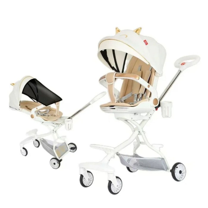 C&Auml;rucior sport 3 &Atilde;&reg;n 1, reversibil, pliabil, pozi&Egrave;ie somn, tav&Auml; mas&Auml;, roti 360&Acirc;&deg;, suport pahar, copertin&Auml; soare, alb model pisic&Auml;, 6-36 luni