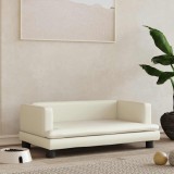 VidaXL Pat de c&acirc;ini, crem, 80x45x30 cm, piele ecologică