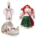 Set botez traditional fetita, trusou botez landou, lumanare si costum popular