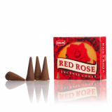 Conuri parfumate fumigatie hem red rose 10 buc