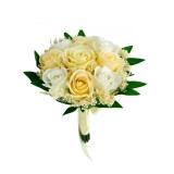 Buchet mic personalizabil cu trandafiri si floarea miresei (Crem, Alb)