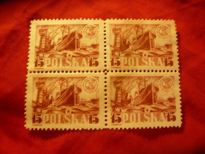 Bloc Polonia 1948 - Ziua Marinarilor , 4 val 15 zl , fara guma