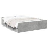 Cumpara ieftin Cadru de pat cu sertare, gri beton, 140x200 cm, lemn prelucrat