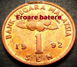 Cumpara ieftin Moneda exotica 1 SEN - MALAEZIA, anul 1992 *cod 5179 A = UNC eroare, Asia