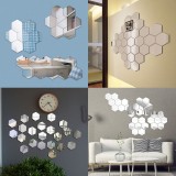 Set Oglinzi Design Hexagon Silver M Size Silver - Oglinzi Decorative Acrilice - Luxury Home 10 bucati/set