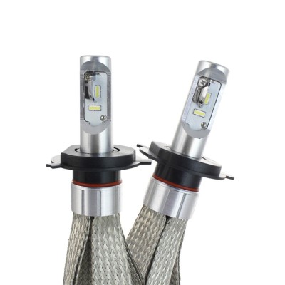 Set 2 LED-uri Auto Techstar&amp;reg; 8C, H4, 30w, 3000 Lumeni, 6500K, AUTO, 12-24 Volti, COB, Radiator Aluminiu si Cupru foto