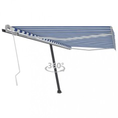 vidaXL Copertină autonomă retractabilă manual albastru/alb 400x300 cm 3069736