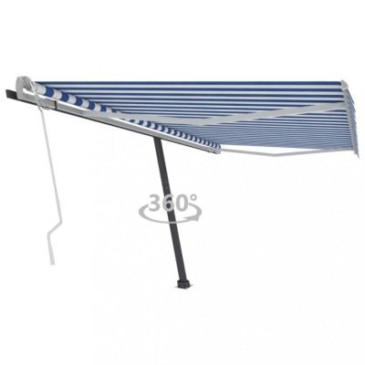 vidaXL Copertină autonomă retractabilă manual albastru/alb 400x300 cm foto
