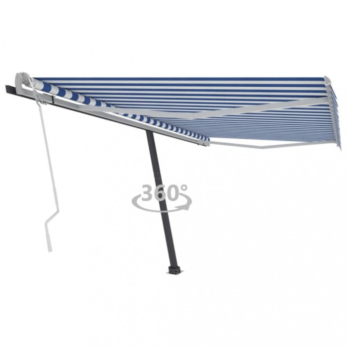 vidaXL Copertină autonomă retractabilă manual albastru/alb 400x300 cm