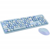 Cumpara ieftin Kit tastatura si mouse wireless Serioux Retro 9900BL, Albastru