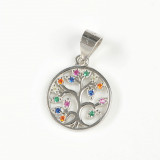 Pandantiv din argint Copacul Vietii cu pietre multicolore
