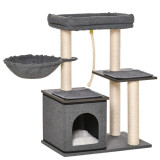 Ansamblu de joaca pentru pisici, cu platforme, culcus si sfoara, gri si bej, 60x40x83 cm GartenVIP DiyLine, ART