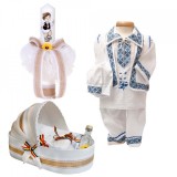 Set botez national baietel, trusou botez landou, lumanare si costum popular