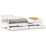 Cumpara ieftin Pat de zi cu sertare, alb, 90x200 cm, lemn masiv pin