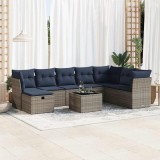 Gossi set canapele de gradina, 9 piese, cu perne, gri, poliratan