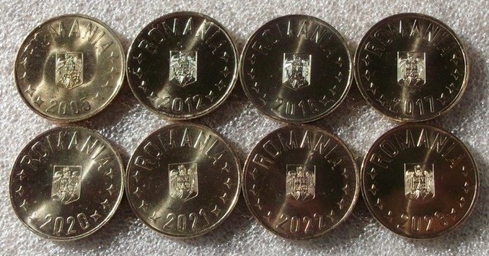 Set 8 x 50 Bani 2005 2012 2016 2017 2020 2021 2022 2023 din fisic UNC **