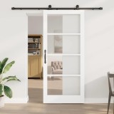Ușa glisantă cu set de hardware &#039;ORKDAL&#039;Lemn solid alb &amp; sticlă