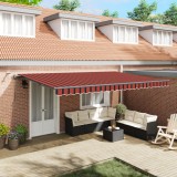 vidaXL Marchiză retractabilă automată cu LED &icirc;n portocalie și maro, 500x300 cm