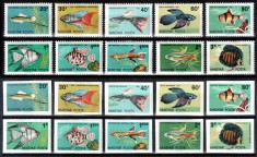 Ungaria 1962, Mi #1820-1829 A+B**, dant + ned, fauna, pesti, MNH. Cota 165,50 &euro;!