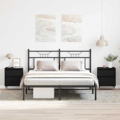 vidaXL Dulap de noapte cu sertar 2 pcs Stejar negru foto