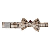 Zgarda cu Papion pentru caini, cu clopotel, 27-37cm/15mm, Maro deschis, Ropet