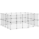 Cumpara ieftin Cusca animale de companie cu usa 36 panouri negru 175x140x70 cm otel