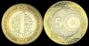 TURCIA Lot 1 + 5 LIRA / LIRE 2023 , Centenary of the Republic of Turkiye , Bimetal , a UNC, Asia, Cupru-Nichel