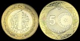 TURCIA Lot 1 + 5 LIRA / LIRE 2023 , Centenary of the Republic of Turkiye , Bimetal , a UNC
