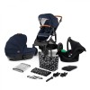 Carucior 3 in 1 Kinderkraft Prime 2 Navy: Landou, Scoica Auto Mink Pro i-Size, Geanta Mama, Roti Gonflabile, Suspensii, Accesorii Incluse