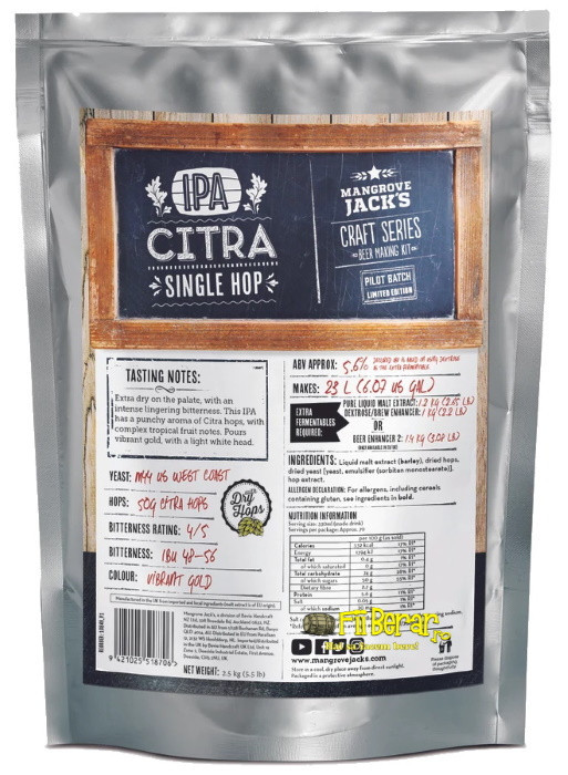 Mangrove Jack&#039;s Craft Series Single Hop IPA Citra - kit bere de casa 23 litri