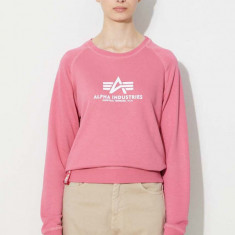 Alpha Industries bluză New Basic Sweater Wmn bărbați, culoarea roz, cu imprimeu 196031.49-pink