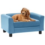 Cumpara ieftin Canapea c&acirc;ini cu spumă pernă turcoaz 60x43x30 cm pluș/piele eco
