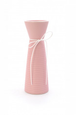 Vaza decorativa cu snur, ceramica, roz, 25 x 8 cm foto