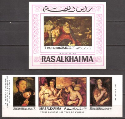 RAS AL KHAIMA 1970 PICTURA TITIAN ( serie + colita ndt.) MNH foto