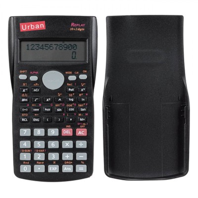 Calculator științific Urban, Model Replay, 224 Funcții, Ecran cu 2 Linii, Negru foto