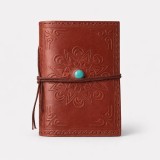 Agenda mica din piele naturala decorata cu piatra - Maro