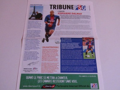 Program meci fotbal PSG-BAYERN MUNCHEN (Champions League 26.09.2000) foto