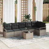 Set Canapea Grădină cu 6 Piese și Perne Negre Rattan PE