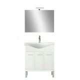 Set mobilier baie complet Leziter Nerva Prime 75, Alb, cu chiuveta si oglinda, 75 cm, rezistent la apa