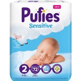 Scutece Pufies Sensitive, Marimea 2 Mini, 4-8 kg, 72 bucati