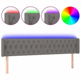 Cumpara ieftin Tablie de pat cu LED, gri inchis, 203x16x78/88 cm, textil