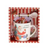 Cana alba cu lingurita imprimeu Mos Craciun 200 ml