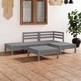 Gossi set mobilier de gradina, 5 piese, gri, lemn masiv de pin
