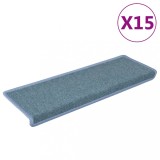 Cumpara ieftin Covorase pentru scari, 15 buc., 65x21x4 cm, margini dreptunghiulare, albastru marin