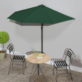 VidaXL Umbrelă de soare pentru balcon, tijă aluminiu, verde, 270x144cm