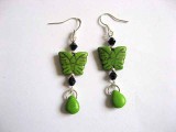 Cercei howlite verde, cercei femei howlite si cristale negre 29279